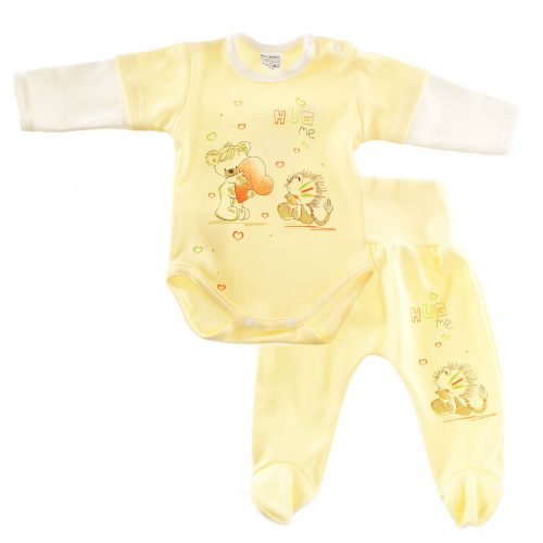 Komplet niemowlęcy body z półspiochem - żółty