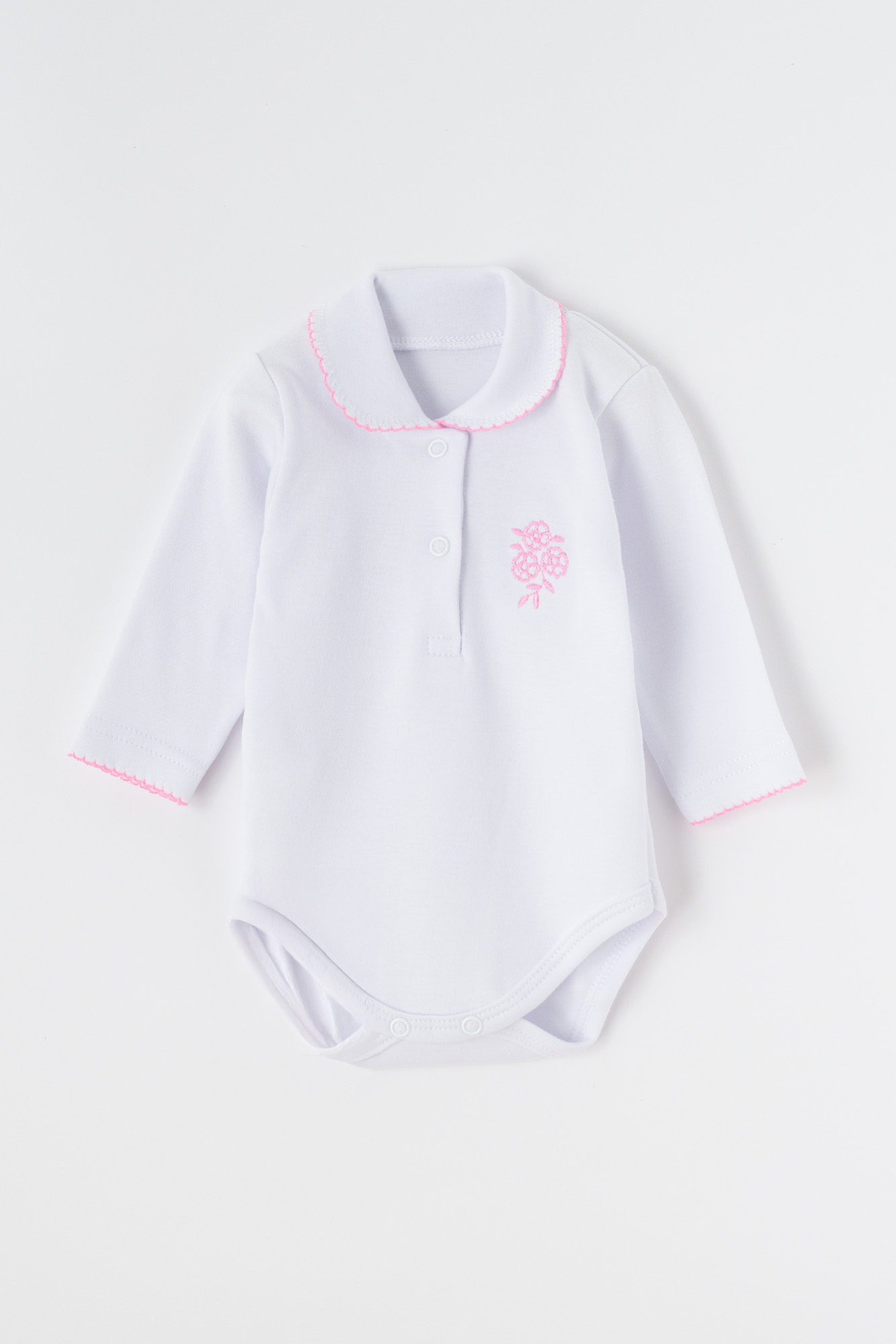 Body z kołnierzykiem biało-różowe