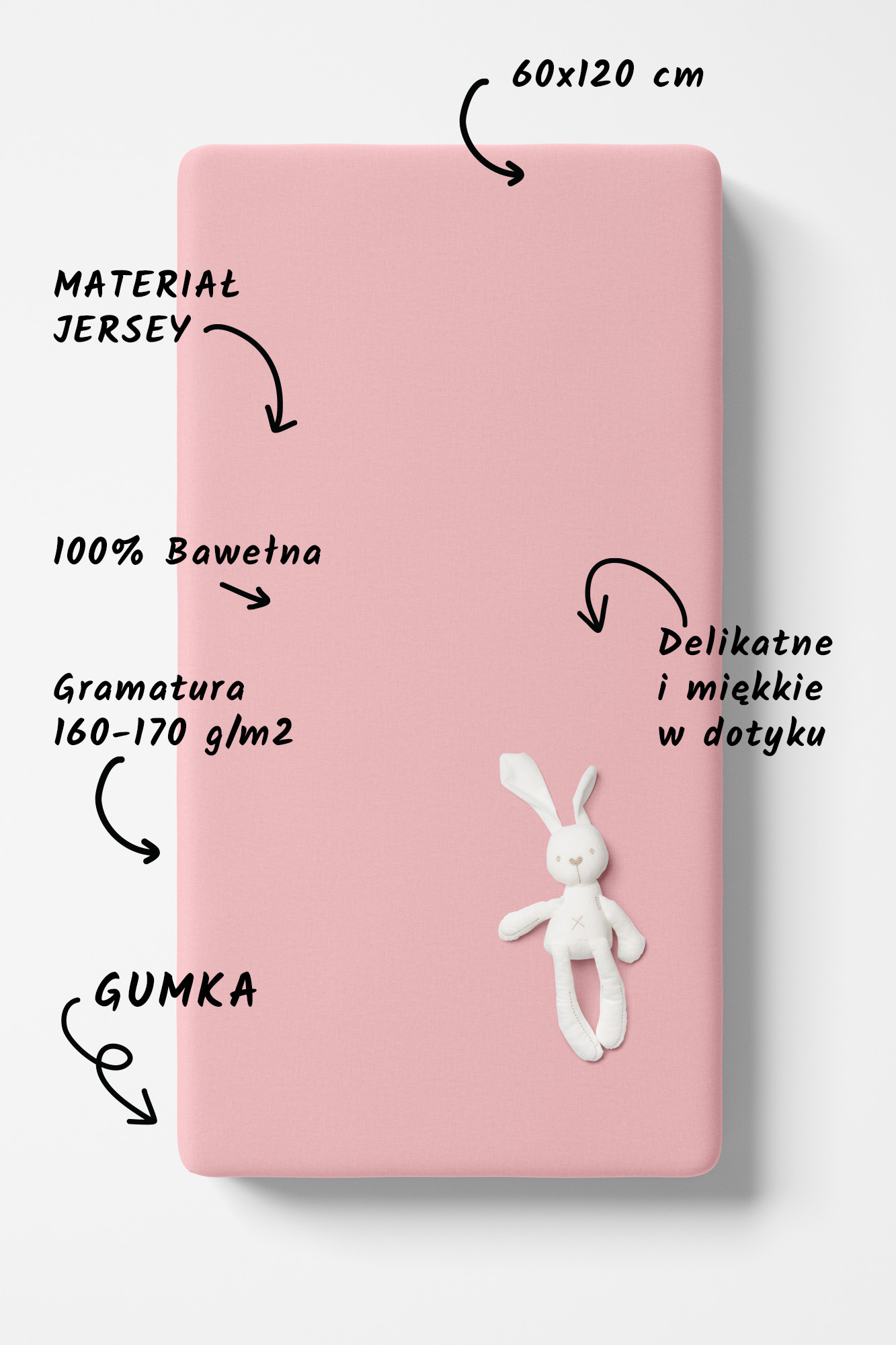 Prześcieradło jersey z gumką dla dzieci- różowe - obrazek 3