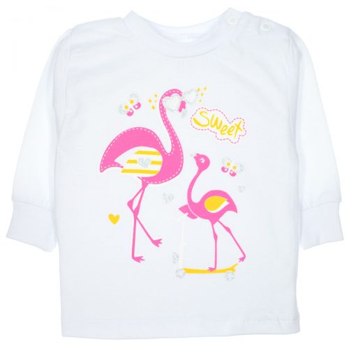 Bluzeczka biała flamingi