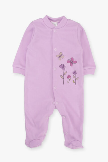 Pajacyk niemowlęcy fioletowy kwiatki