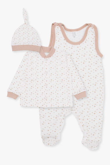 Body niemowlęce kopertowe beżowe gwiazdeczki