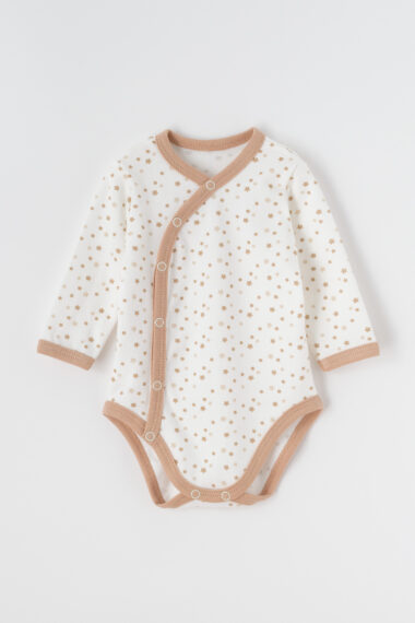 Body niemowlęce kopertowe beżowe gwiazdeczki