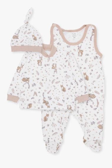 Body niemowlęce kopertowe beżowe gwiazdeczki