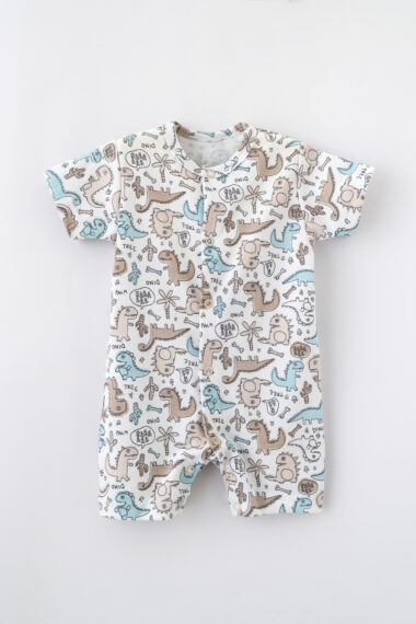 Rampers niemowlęcy dinozaury krótki rękaw