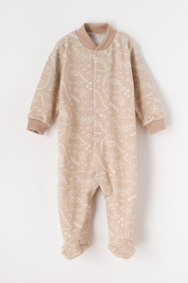 Pajacyk niemowlęcy dino beżowy